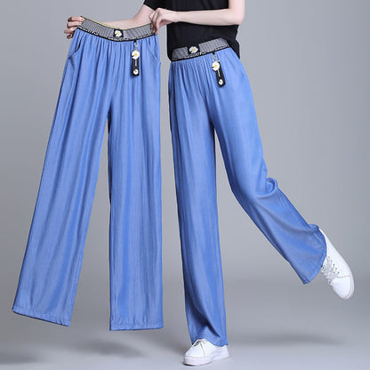 👖Купете 1 и вземете 1 безплатно👖Дънки с широки крачоли от ледена коприна с висока талия
