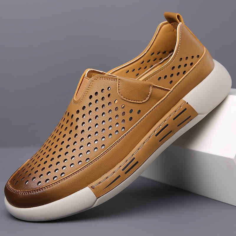 🔥【Zniżka ograniczona czasowo】【39-44】🔥Nowe letnie męskie buty skórzane z miękką podeszwą, wygodne, oddychające, miękkie i odporne na zużycie