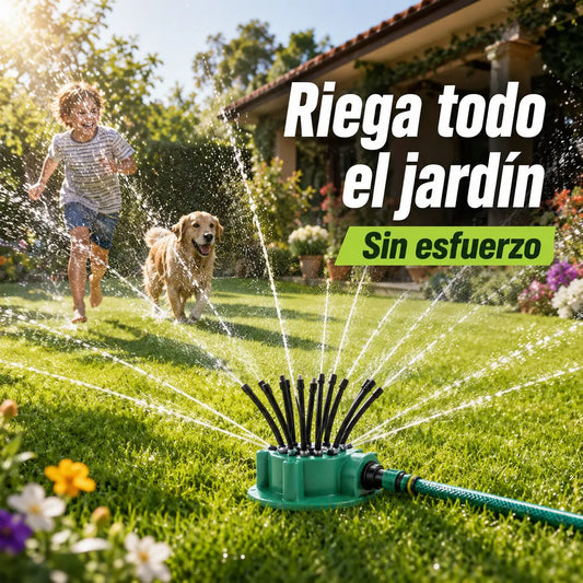 ✨ Aspersor automático multicabezal de jardín de 360°