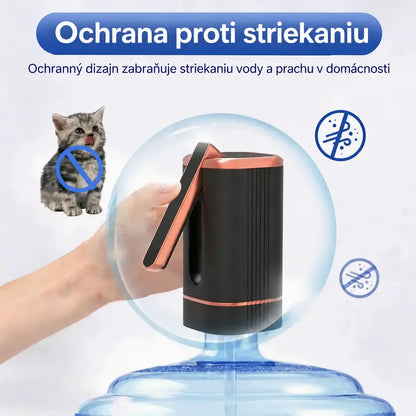 🚰【1 kus】Skladací elektrický dávkovač vody – prenosné USB čerpadlo na prečerpávanie vody, univerzálne pre 2-5-galónové džbány, dávkovanie vody na kempovanie a do domácnosti.