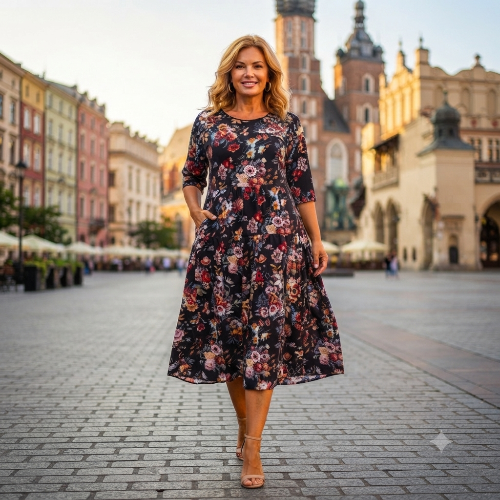 💃✨【S-5XL】Nowa elegancka sukienka z szyfonu z nadrukiem, duży rozmiar, miękka i wygodna