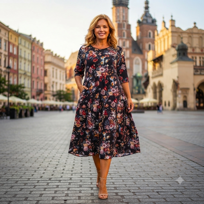 💃✨【S-5XL】Nowa elegancka sukienka z szyfonu z nadrukiem, duży rozmiar, miękka i wygodna