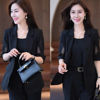 🎀【50% de descuento】🤍Conjunto elegante de verano 2025 para mujer – 3 piezas: blazer + camiseta + pantalones, moderno y favorecedor