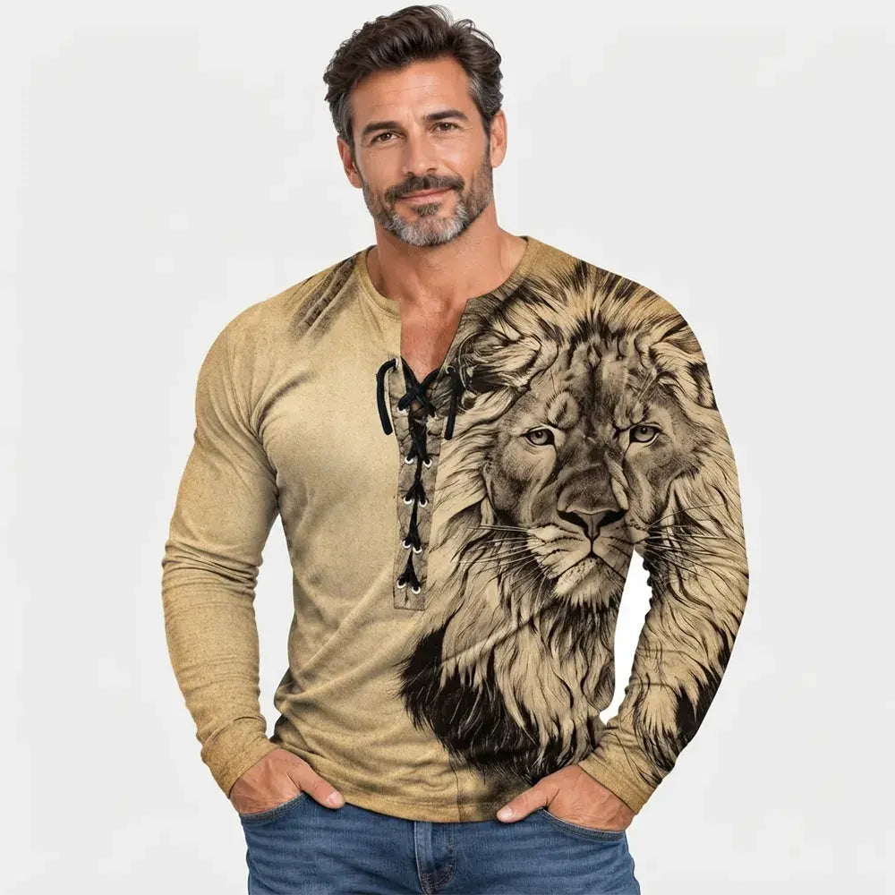 【S-4XL】🦁🦁2026 【Nowość】 Męski T-shirt w stylu casual z nadrukiem 3D