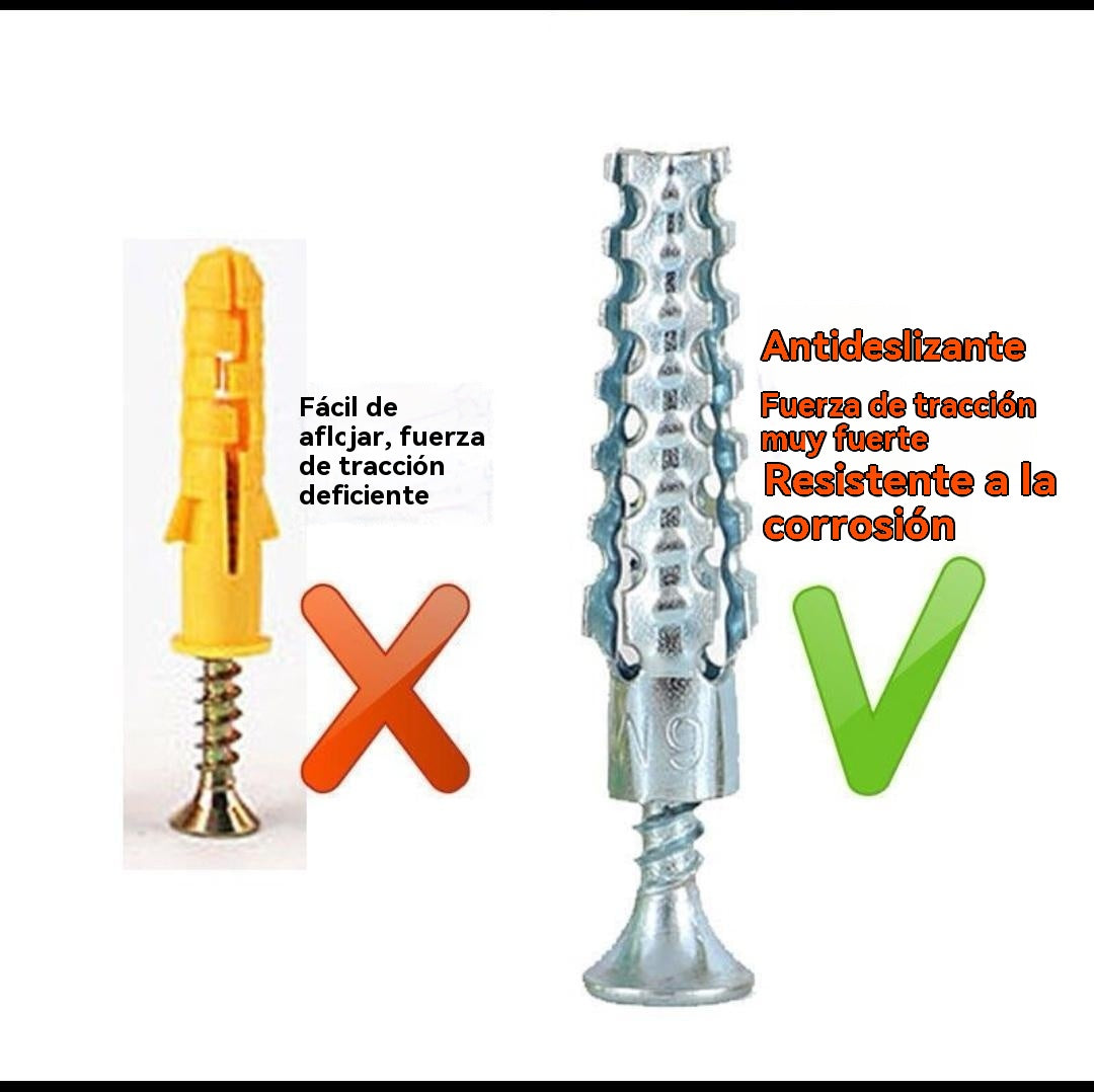 🔩【Herramientas de ferretería】🔩【100 juegos】🛠⚙ Anclaje metálico dentado súper resistente para fijaciones firmes en cualquier pared