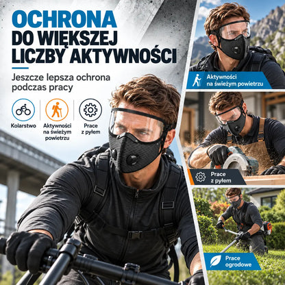 🔥 【OFERTA LIMITOWANA: Kup 1, drugi otrzymasz gratis】 Wielofunkcyjna maska ochronna do sportu i pracy 🚴 | Odpinana szybka HD · Idealna do jazdy na rowerze, koszenia trawy i prac w zapyleniu · 4 kolory