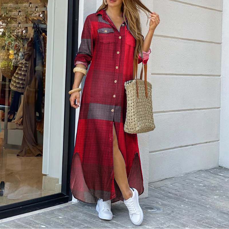 💃💖 【50% отстъпка】🔥Нова модна рокля-риза с дълъг ръкав, дълга рокля, размери S-5XL ✅️Плащане при доставка