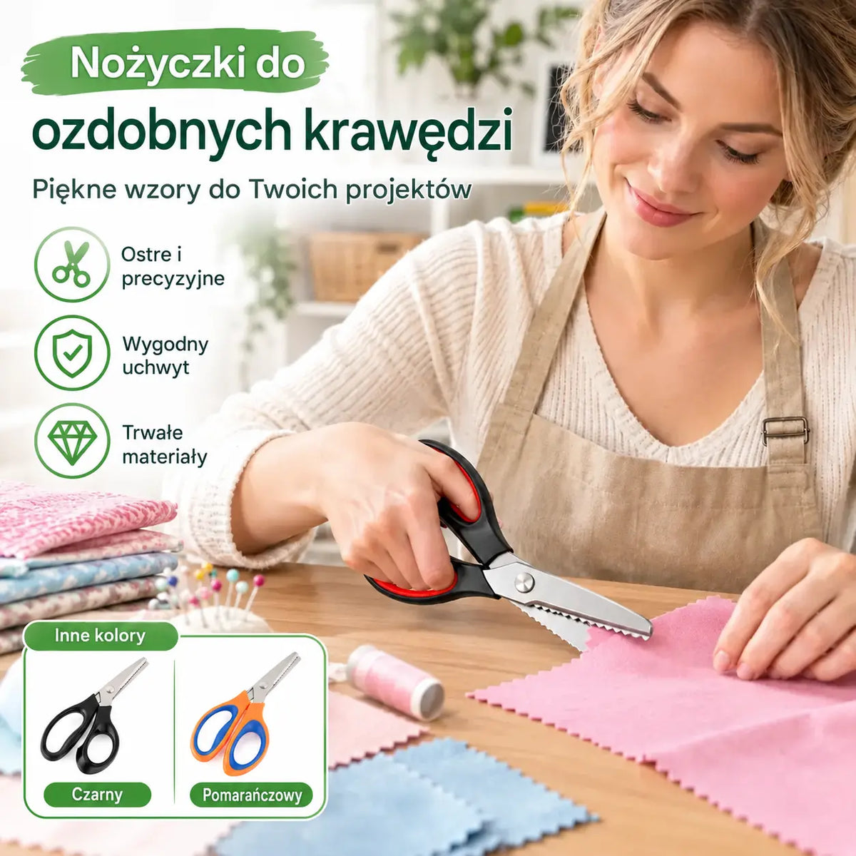 ✂️Profesjonalne nożyczki z ząbkowanym ostrzem do szycia, rękodzieła i codziennych projektów typu „zrób to sam”