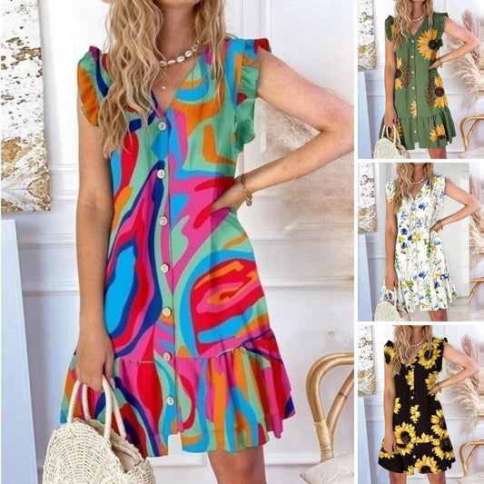 👗💖【S-2XL】2025. Široka haljina bez rukava bez rukava s V izrezom, temperamentna
