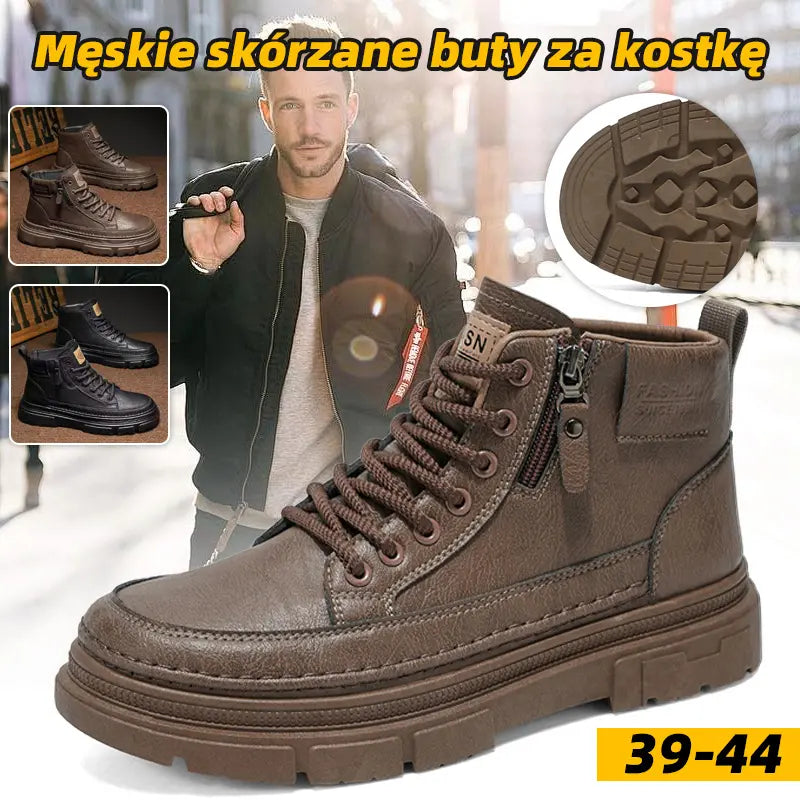 🏆✨【39-44】Jesień/Zima 2026: Męskie buty robocze Martens z miękką podeszwą – Wysokiej jakości skórzane buty, wygodne i stylowe