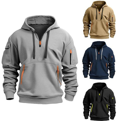💥【S-5XL】Мъжки есенно-зимен ежедневен спортен суитшърт с качулка и цип с множество джобове💥Високо качество 💥Топлина