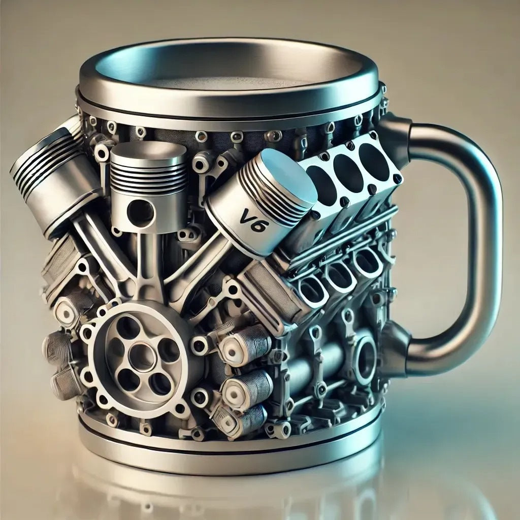 🎁Гореща разпродажба——50% отстъпка🔥☕ Чаша за кафе от неръждаема стомана Creative Engine V6V8, механичен дизайн