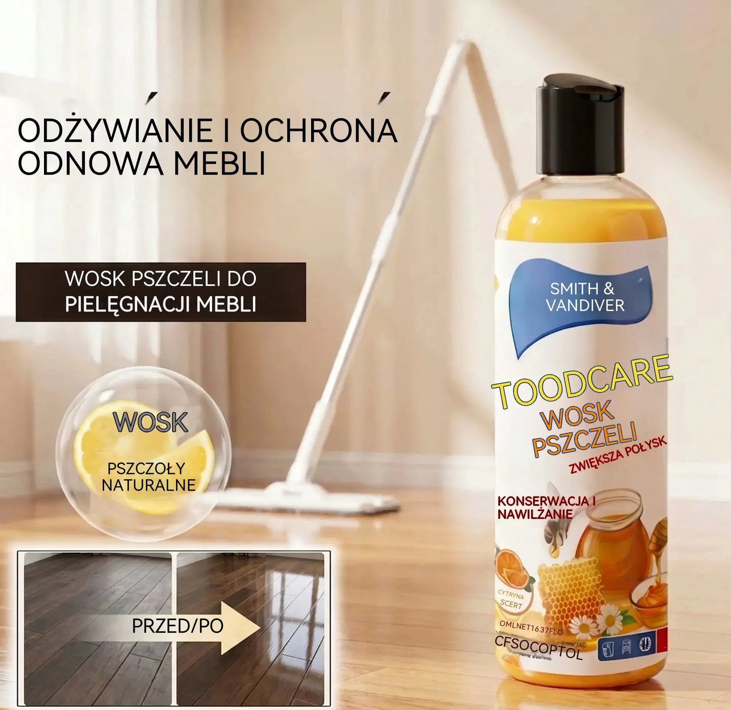 🔥Oferta ograniczona czasowo✨Wysokiej jakości naturalny krem na bazie wosku pszczelego do polerowania i czyszczenia drewna.
