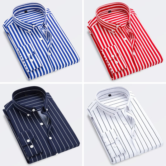 🔥50% отстъпка👕【M-5XL】Мъжка бизнес риза с дълъг ръкав на райета 2026