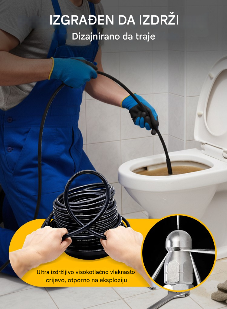 💦 SADA 50% POPUSTA! 🚿 Komplet za čišćenje odvoda 5800PSI - mlaznica i crijevo visokog tlaka za začepljene odvode/cijevi, kompatibilno s većinom perača pod tlakom 🔧📦
