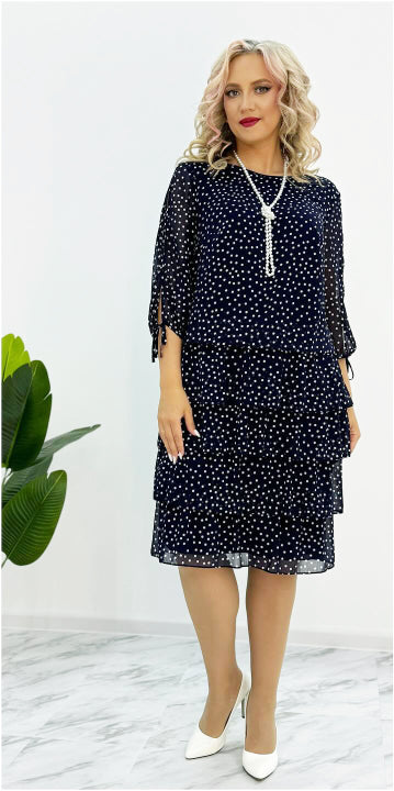 🏆Łamiący gorący przedmiot🎀【S-5XL】 Nowa elegancka luźna sukienka w kropki 🥰