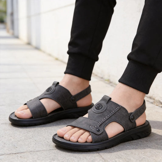 Sandalias y chanclas 2 en 1 para hombre, calzado de verano de piel suave, suela flexible y cómoda para la playa y ocasiones informales.