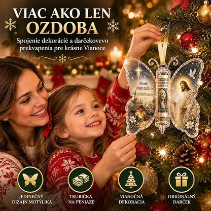🎁5-dielna sada, cena 26 eur✨💴🎄 Vianočná ozdoba v tvare motýľa – šikovne do nej ukryte peňažný darček!