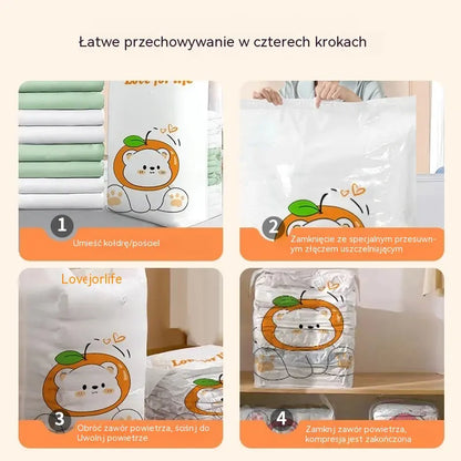 ✨🗃️ Zestaw 5 elementów 💨 Duże kompresowalne torby do przechowywania: Nie wymagają pompki, są szczelne, idealne do oszczędzania miejsca w walizce i w domu ✈️