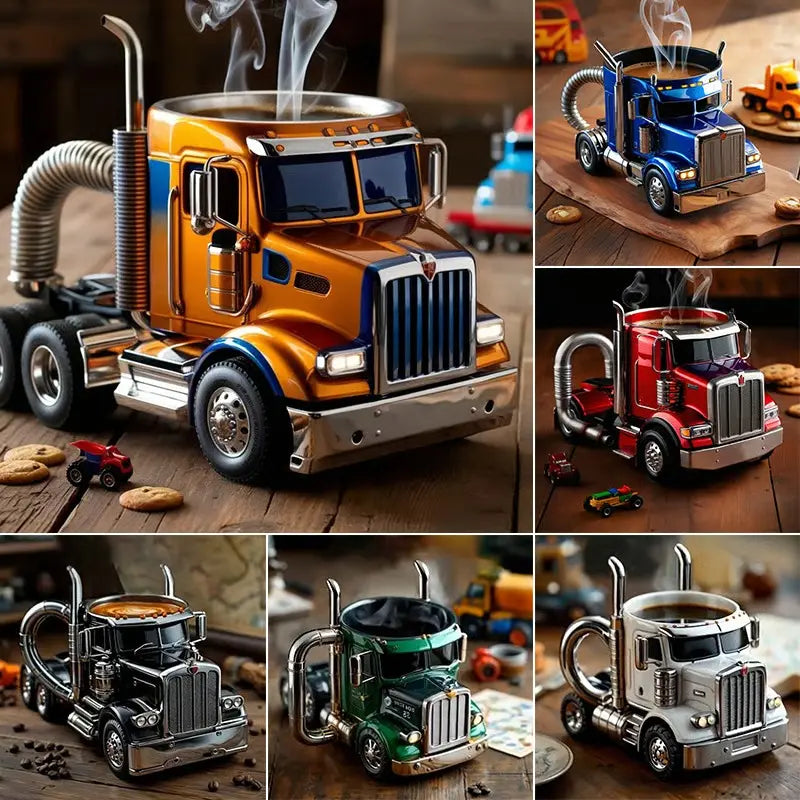 🚛Ručne vyrobený hrnček na kávu s kamiónom