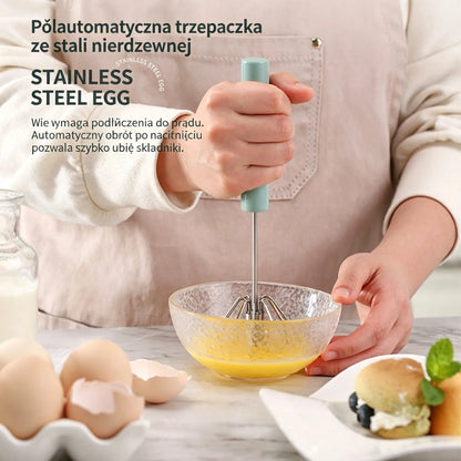 【Zestaw 2 elementów】 Półautomatyczna trzepaczka do jajek ze stali nierdzewnej, możliwa płatność przy odbiorze.