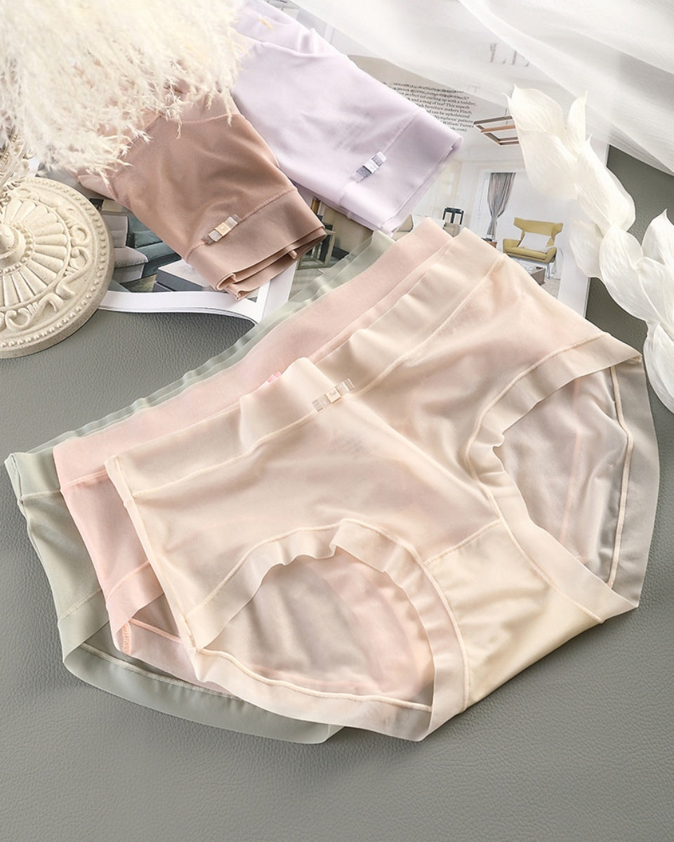 🔥【Paquete de 6】Ropa interior de seda helada de cintura alta y fina para mujer, 🎀seda helada acuosa, 🎀grosor tan fino como una mascarilla facial