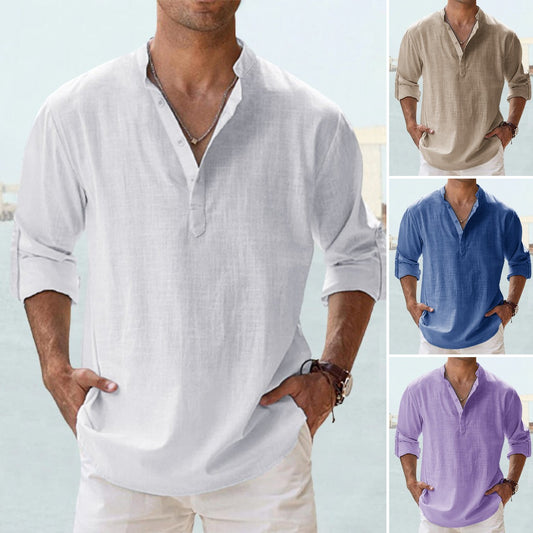 【S-5XL】Camisas de manga larga de algodón y lino para hombre, de alta calidad, de moda y muy populares en Europa y América (2025).
