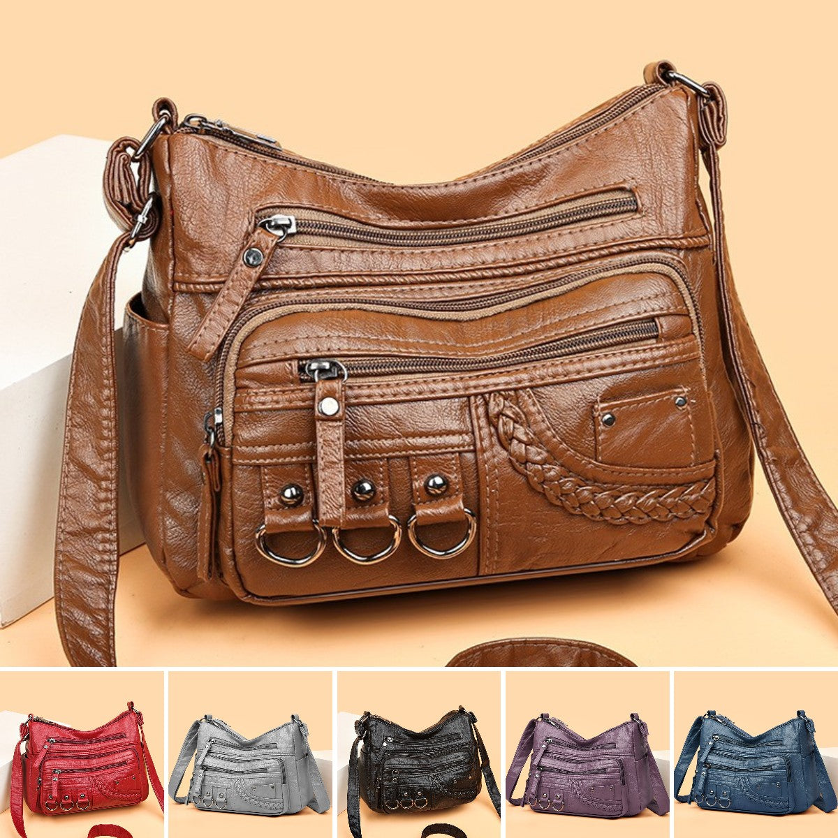💥👜2025 nuevo bolso de cuero suave de gran capacidad, se puede usar como bolso de hombro / bolso bandolera
