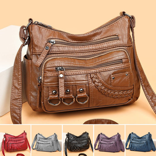 💥👜2025 nuevo bolso de cuero suave de gran capacidad, se puede usar como bolso de hombro / bolso bandolera