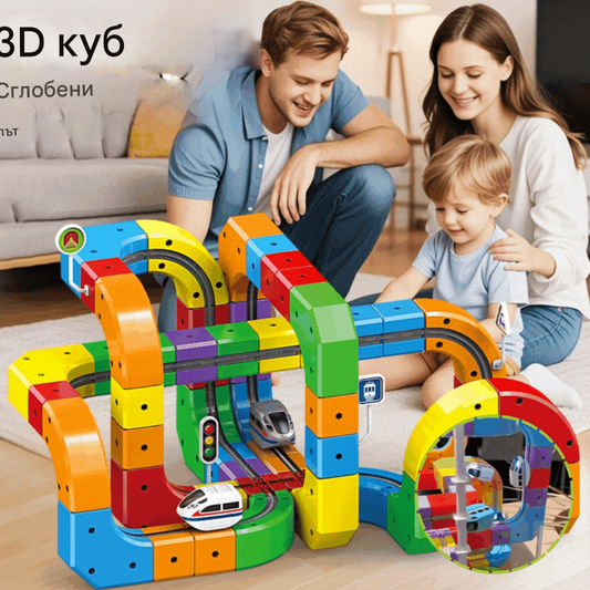 💥🚄Играчка куб-релса🎁 - Универсални играчки от строителни блокове🎨--Развива креативността и логическото мислене 🧠