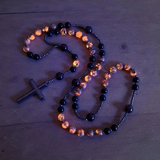 📿😍[Kupite 1, dobijte 1 gratis] 💖✨Krunica ogrlica od prirodnog opsidijana i yooperlita, kristal za energetsku zaštitu i iscjeljenje, reaktivan na UV svjetlo