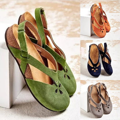 🔥【Ograniczona oferta】 【35-44】🔥2026 wysokiej jakości skórzane sandały casualowe ✅ Okrągły nosek ✅ Płaska podeszwa
