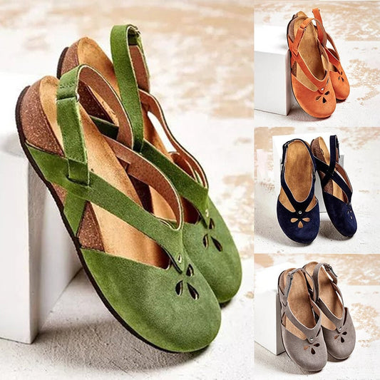🔥【Ograniczona oferta】 【35-44】🔥2026 wysokiej jakości skórzane sandały casualowe ✅ Okrągły nosek ✅ Płaska podeszwa
