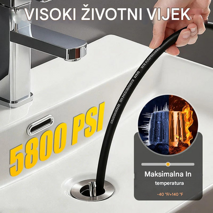 💦 SADA 50% POPUSTA! 🚿 Komplet za čišćenje odvoda 5800PSI - mlaznica i crijevo visokog tlaka za začepljene odvode/cijevi, kompatibilno s većinom perača pod tlakom 🔧📦