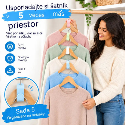 👕✨【Balenie 100 kusov】Spojky na vešiaky šetriace miesto: Zdvojnásobte úložný priestor vo svojom šatníku; pevné a odolné.