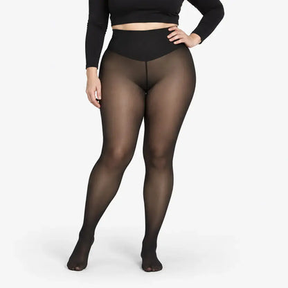✨【XS-3XL / 4 kolory】 Legginsy z wełnianą podszewką i efektem przezroczystości; model z pojedynczym szwem z przodu i z tyłu, półprzezroczyste legginsy stanowiące warstwę bazową.