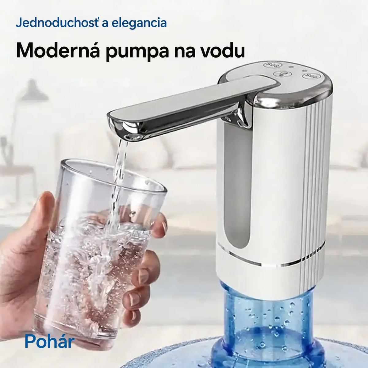 🚰【1 kus】Skladací elektrický dávkovač vody – prenosné USB čerpadlo na prečerpávanie vody, univerzálne pre 2-5-galónové džbány, dávkovanie vody na kempovanie a do domácnosti.
