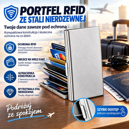 🛡️✨ Metalowy portfel na karty ze stali nierdzewnej z ochroną RFID – portfel na karty odporny na demagnetyzację, mały i poręczny 💳