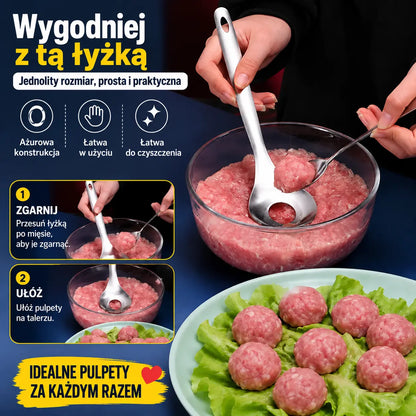 🍖 【Zestaw 3-częściowy】Formierka do klopsików ze stali nierdzewnej 304 – idealna do przygotowywania klopsików mięsnych i rybnych, doskonała do domowego gotowania 🥄