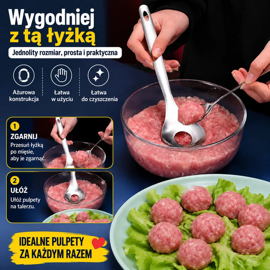 🍖 【Zestaw 3-częściowy】Formierka do klopsików ze stali nierdzewnej 304 – idealna do przygotowywania klopsików mięsnych i rybnych, doskonała do domowego gotowania 🥄