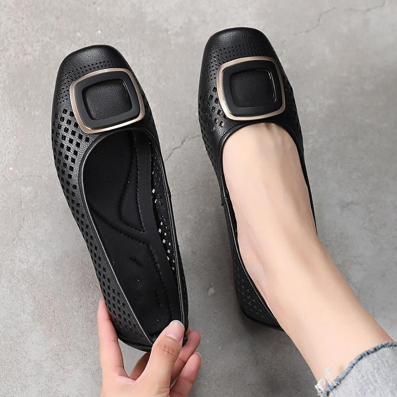 💖[35-40] 🩰2025 nuevos zapatos casuales huecos de suela suave de boca poco profunda de moda de primavera y verano para mujer