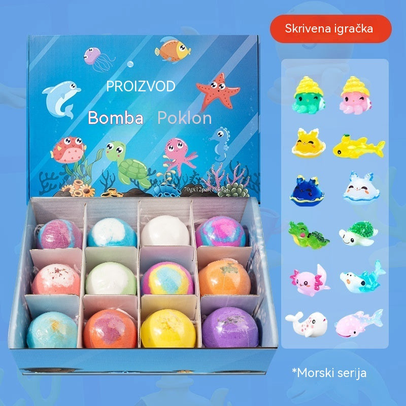 【12 komada 34 eura】Set od 12 kuglica soli za kupanje u obliku morskih životinja (60 g svaka) za djecu.