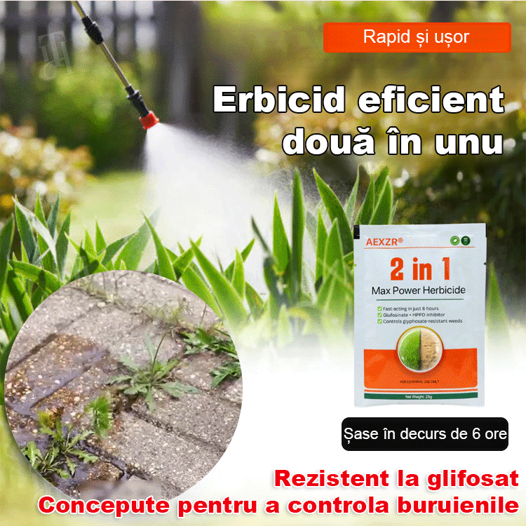 Potente herbicida 2 en 1 ☘¡Especialmente diseñado para combatir las malezas resistentes al glifosato, actúa en 6 horas, mientras destruye la síntesis de proteínas y pigmentos en las malezas!