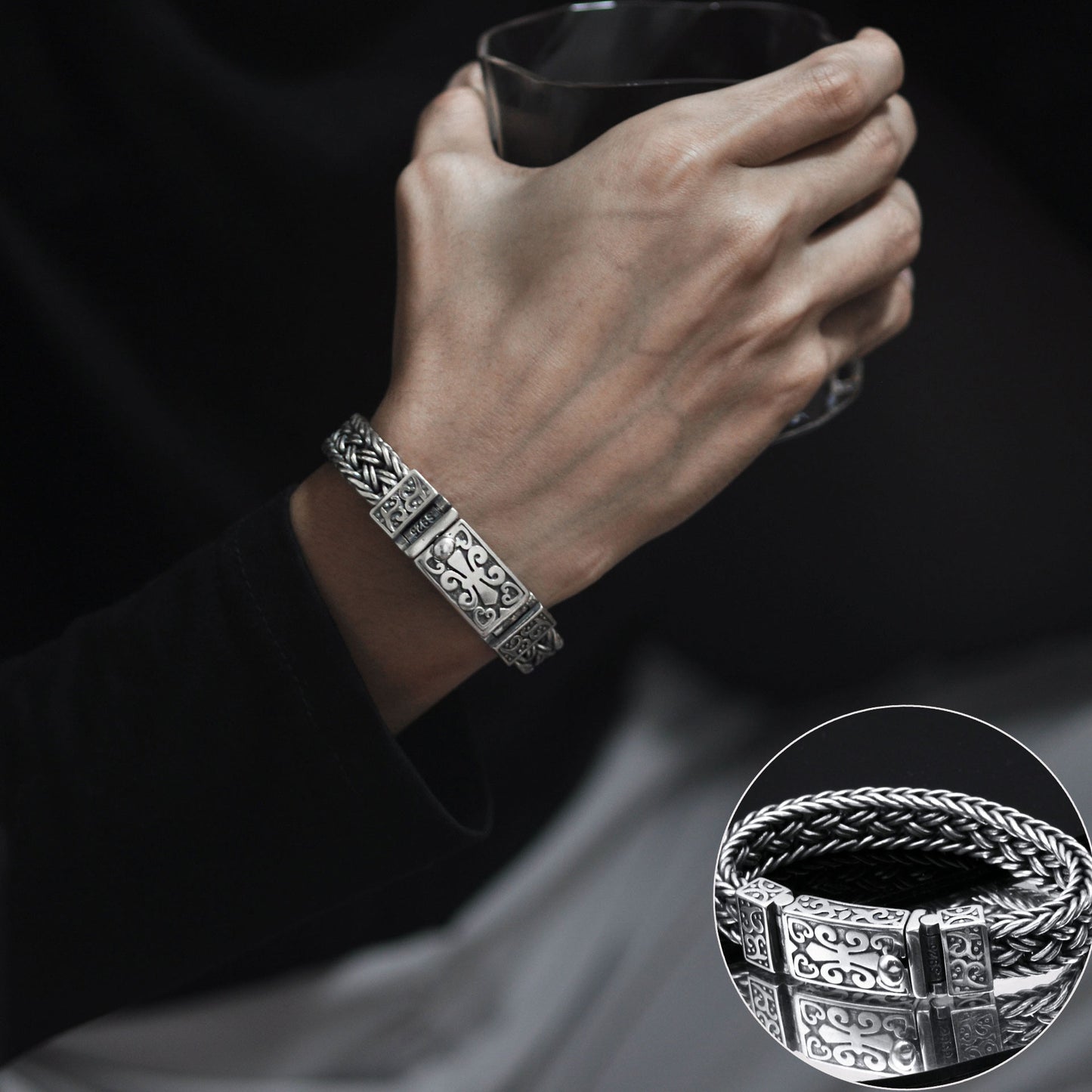 🔥💥2025 moda original retro tailandesa trenzada ancha y gruesa pulsera de tendencia retro dominante