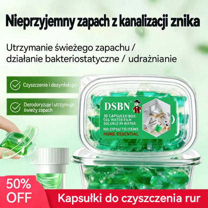 2 opakowania (łącznie 100 tabletek) 🏠💧 Kapsułki dezodoryzujące do odpływów – skład oparty na bioenzymach neutralizuje nieprzyjemne zapachy bezpośrednio u źródła.