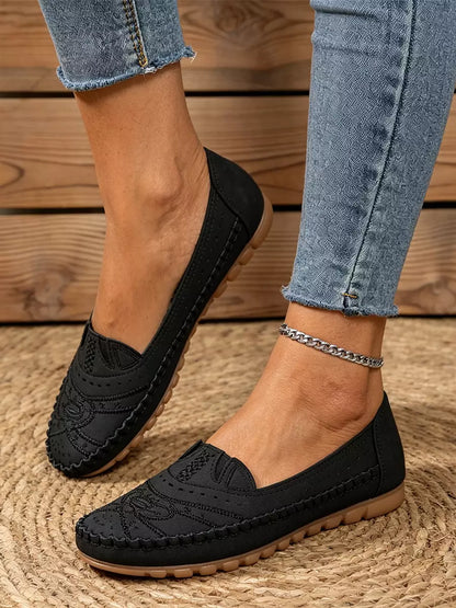 😍【36-43】Perforowane baleriny w stylu retro | Miękka podeszwa, codzienny komfort | Wsuwane, duże rozmiary