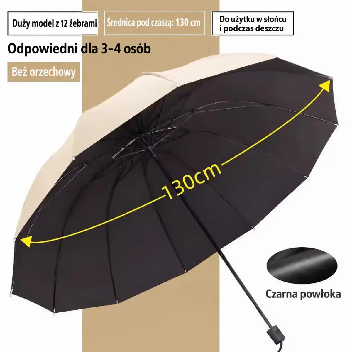 ☔ Składany parasol z 12 żebrami – wiatroodporny, wodoodporny i lekki; chroni przed deszczem i słońcem 🌞