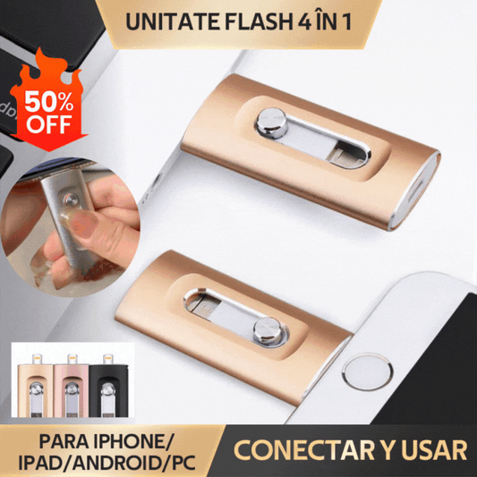 ✨Descuento por tiempo limitado✨⚡Unidad flash 4 en 1 para iPhone/iPad/Android/PC.Plug and play, cifrado de forma segura