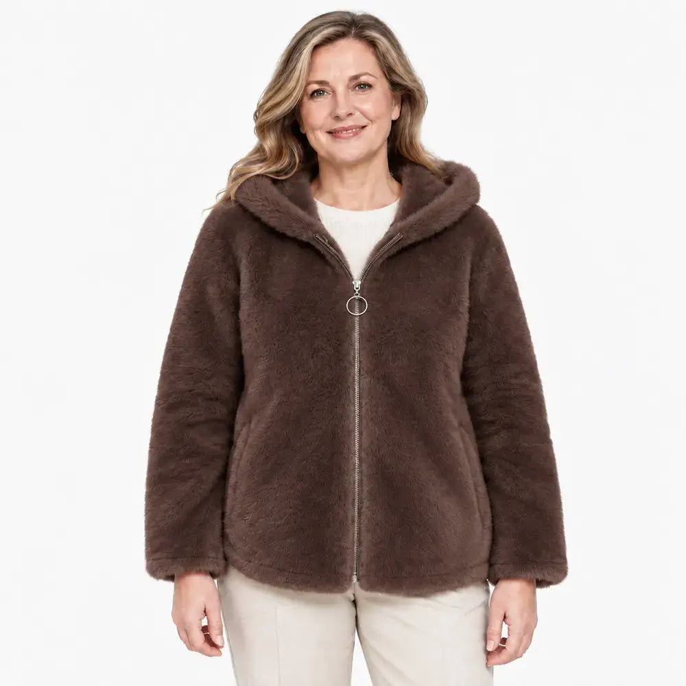 【M-7XL】Damowa kurtka polarowa na zimę – gruba, dwustronna, z kapturem, ocieplana, zapinana na zamek