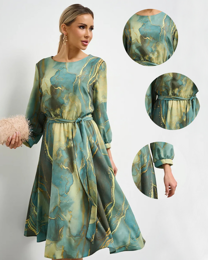 👗【Proljetna vila】elegantna zelena haljina s dugim rukavima i suknjom🌸💃